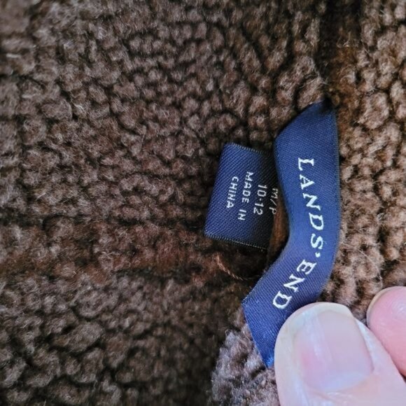 Women's Lands End Barn jacket coat faux suede brown equestrian medium - Picture 7 of 8